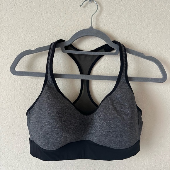 Lululemon Speed Up Bra Heathered Black Sports Top Yoga Run Mesh - Picture 7 of 7
